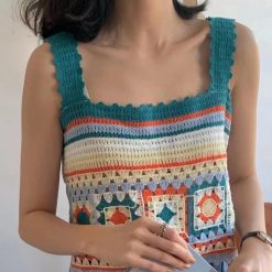 Boho Chic Clothing Ethnic Embroidery Knit Sweater Vest