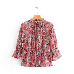 Alifus Official Store Tops Flower Ruffles Blouse