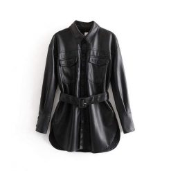 Boho Chic Clothing Belted Women's Leather Jacket Coats & Jackets