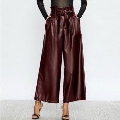 Boho Chic Clothing LEATHER WIDE LEG PANTS